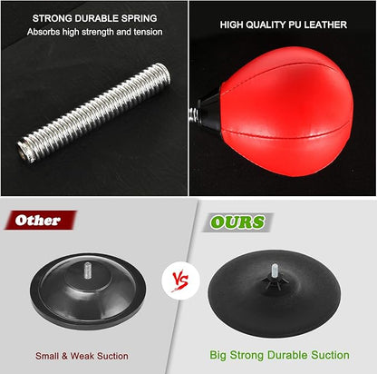 Goldboy Stress Buster - Desktop Punching Bag with Stand and 2 Extra Balls, Boxing Reflex Bag (Red)
