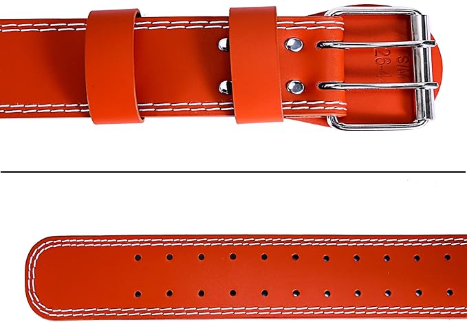 Genuine Leather Weight Lifting Belt for Men Double
