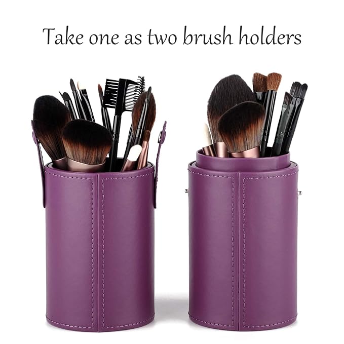 Narwey Makeup Brush Holder Travel Brushes Case Bag Cup Storage Dustproof for Women (Purple)