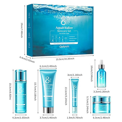 Skin Care Sets for Women, Beauty Hydrated Skincare 5 PCS, Smooth Firm Repair Glow Up, Facial Skincare Routine Kit, Skincare Gift Sets for Face Cleanser, Cream, Eye Cream, Toner, Serum