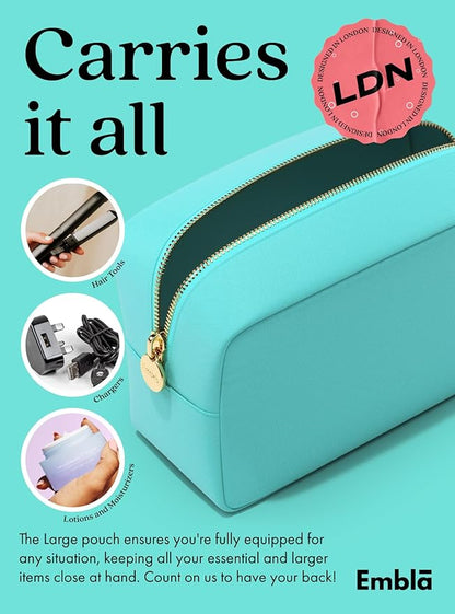 Embla Makeup Bag Travel Cosmetics Pouch and Toiletry Bag, Nylon Zipper Pouch Purse, Cute Make Up Organizer Storage Tote for Women Girls, Waterproof Travel Skincare Case, Large Makeup Bags, Candy Floss