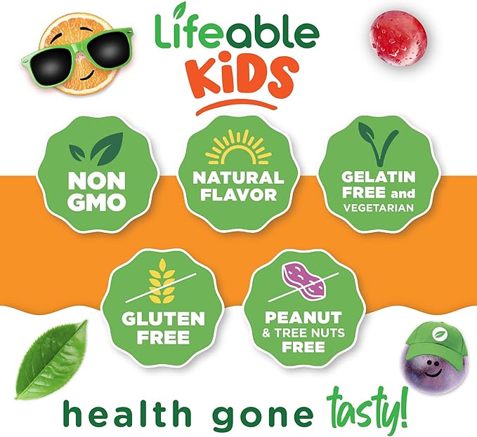 Iron Supplements for Kids | 10mg | with Vitamin C | Great Tasting Iron Gummies for Kids | Vegan Non GMO Kids Iron | for Immune Health and Iron Deficiency | 90 Gummies | Lifeable