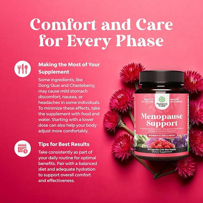 Complete Herbal Menopause Supplement for Women - Multibenefit Menopause Ease Hormone Balance for Women for Night Sweats Mood and More with Dong Quai Vitex Chaste Berry and Black Cohosh - Mini Caps