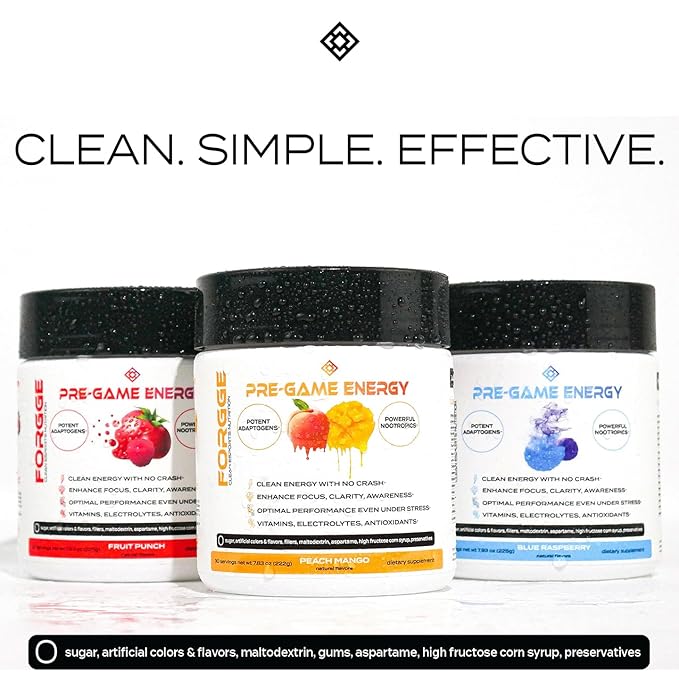 Forgge Focus Energy Drink Powder - Lion’s Mane, Alpha-GPC, L-Theanine and Nootropics for Focus - Vitamins + Electrolytes - Natural Caffeine, Sugar Free (Fruit Punch)