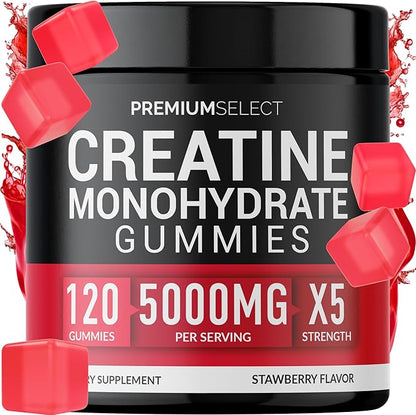 Creatine Gummies for Men & Women 5g Sugar Free - 120 Chewable Creatine Monohydrate Gummies for Muscle Strength, Muscle Builder, Energy Boost, Booty Gain, Pre-Workout & Recovery Supplement Gummy Chews