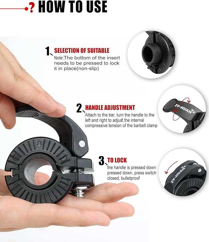 Pro Barbell Clips 1 inch Barbell Clamps 0.9-1.18inch