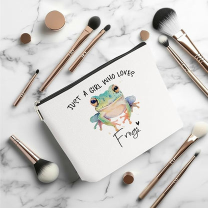 Frog Gifts for Woman Makeup Bag Frog Stuff Frogs Lovers Cosmetic Bag Travel Organizer Bags Makeup Pouch, Christmas Birthday Animal Lovers Gifts for Women Girls Friends