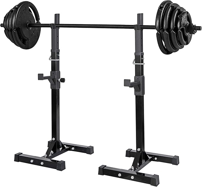 ANT MARCH Pair of Adjustable Height 40"-66" Portable Dumbbell Racks Sturdy Steel Squat Rack Barbell Free Bench Press Stands Home Gym Load 550Lbs Dipping Station