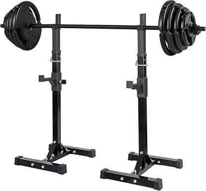 ANT MARCH Pair of Adjustable Height 40"-66" Portable Dumbbell Racks Sturdy Steel Squat Rack Barbell Free Bench Press Stands Home Gym Load 550Lbs Dipping Station