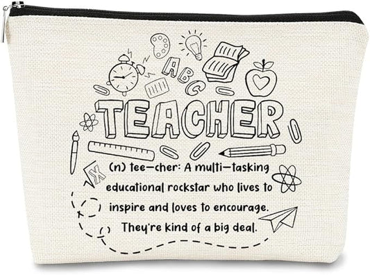 Teacher Survival Kit Bag - Makeup Bag for Women, Small Cosmetic Bag for Teacher Appreciation, Graduation & Birthday Gifts