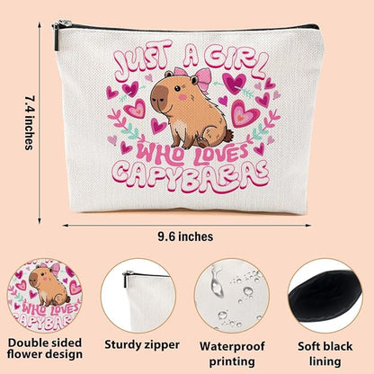 Funny Capybara Makeup Bag, Capybara Gifts for Women, Capybara Lovers Cosmetic Bag Travel Organizer Bags Makeup Pouch, Capybara Stuff Animal Lovers Gifts for Girls Niece Christmas birthday Gifts