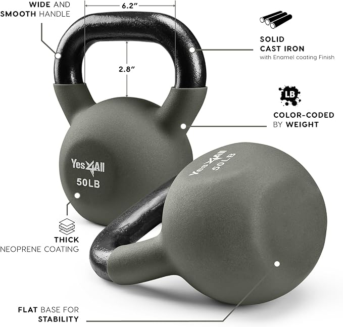 Yes4All Neoprene Coated/Adjustable Kettlebell & Kettlebell Sets -