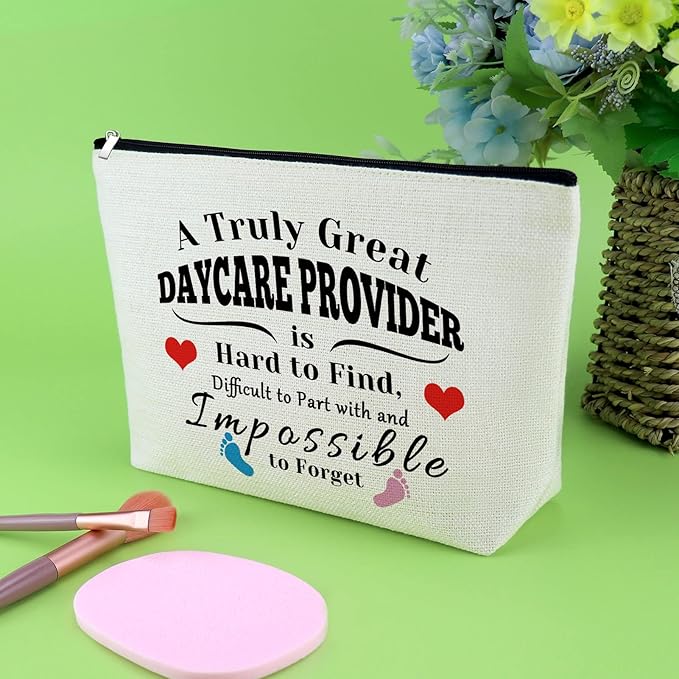 3 Pcs Daycare Provider Appreciation Gift Makeup Bag Daycare Teacher Gifts 3 Pack Cosmetic Bag Thank You Present for Childcare Provider Childhood Educators Christmas Birthday Present Travel Pouch