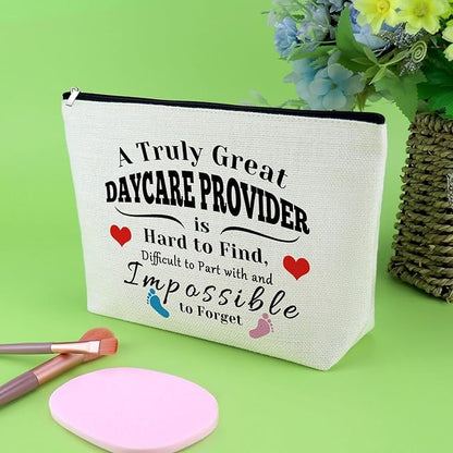 3 Pcs Daycare Provider Appreciation Gift Makeup Bag Daycare Teacher Gifts 3 Pack Cosmetic Bag Thank You Present for Childcare Provider Childhood Educators Christmas Birthday Present Travel Pouch