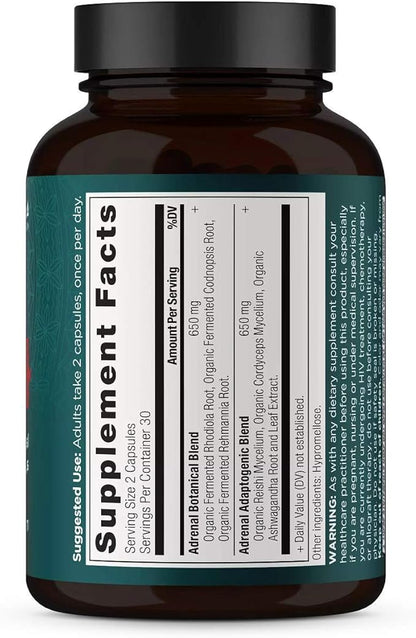 Adrenal Support with Ashwagandha Supplement by Ancient Nutrition, Helps Reduce Stress & Fatigue, Paleo and Keto Friendly, Gluten Free, 1300mg, 60 Capsules