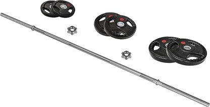 Cast Iron Standard Weight Plates Including 5FT Standard Barbell with Star Locks, 45-Pound Set (35 Pounds Plates + 10 Pounds Barbell), Multiple Packages
