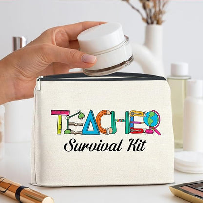Teacher Survival Kit Makeup Bag Teacher Gifts for Women, Gifts for Teachers Zipper Makeup Pouch