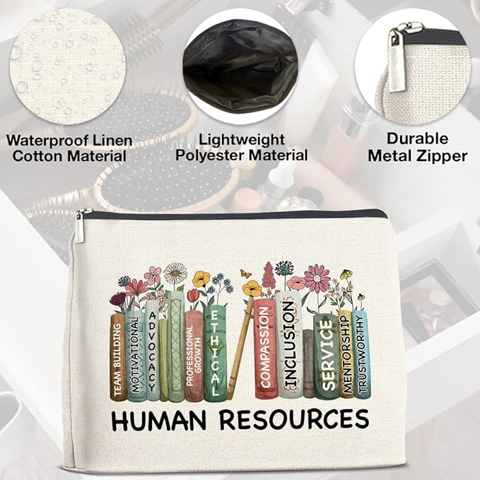 Human Resources Gifts for Women Makeup Bag Thank You Gift for Human Resources HR Cosmetic Bag Zipper Makeup Pouch