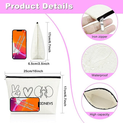 Kidney Transplant Gift Makeup Bag Kidney Donor Gifts for Women Nephrology Nurse Gift Nephrology Doctor Appreciation Cosmetic Bag Christmas Birthday Present for Dialysis Nurse Student Travel Pouch
