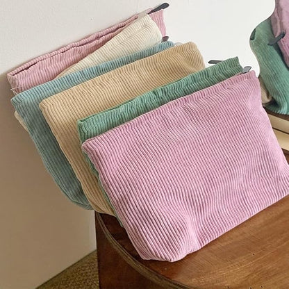 Cosmetic Bags for Women Makeup Bag Large Capacity Purse Travel Toiletry Zipper Storage Pouch Make up Brushes Organizer for Gifts (Corduroy, light grey)