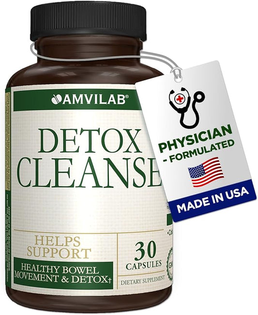 Detox Cleanse - Colon Detox - Supports Healthy Bowel Movement & Detox - Gut & Colon Detox Cleanse - Natural Laxative for Constipation - Reduce Bloating - Dietary Supplement - 30 Capsules