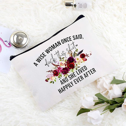 Funny Canvas Cosmetic Bag Makeup Bags Cute Travel Bag Birthday Gifts Friend Gifts for Women (Style-C)