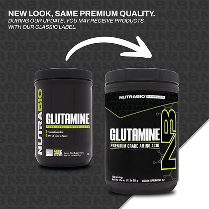 NutraBio Pure L-Glutamine Powder - L-Glutamine Supplement- Amino Acid - Pure Grade: Absolutely no Additives, Fillers or Excipients! - Muscle Recovery Supplement - (500 Grams)