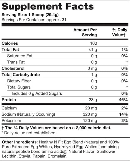 Healthy N Fit 100% EGG PROTEIN- Banana (2lb): 100% Egg White Protein PLUS Natural Peptides. Naturally Sweetened, Keto, Paleo Friendly
