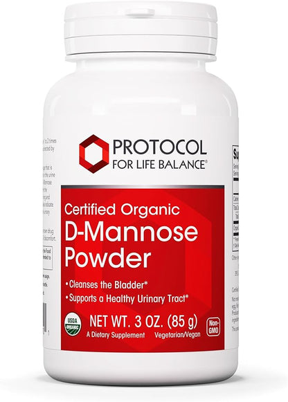 Protocol D-Mannose Powder - 2g per Serving - Bladder Cleanse - Support Healthy Urinary Tract* - for Men & Women - Kosher & Non-GMO - 3 oz