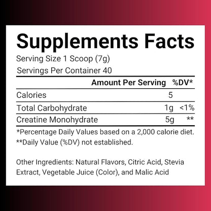 Creatine Monohydrate – 5g Creatine Monohydrate Powder – Advanced Creatine for Women and Men – Bulk Supplements Creatine with Organic Ingredients – Delicious Fruit Punch Flavor – 9.8oz