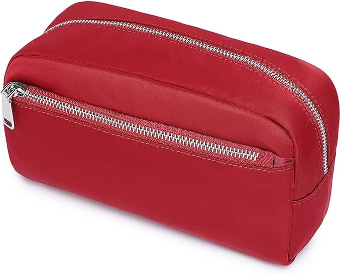 Nylon Female cosmetic bags Canvas toiletry bags Wash bags with large capacity Simple design (Nylon/Burgundy Red)