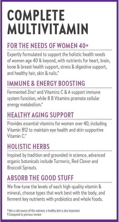 New Chapter Women's Multivitamin 40 plus for Energy, Healthy Aging + Immune Support with 20+ Nutrients -- Every Woman's One Daily 40+, Gentle on the Stomach, 72 Count