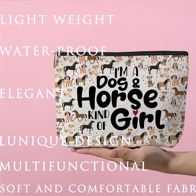 ZHAMEN Horse Mom Dog Mom Cosmetic Travel Bag Makeup Pouch Gifts for Women Cowgirls Animal Lovers Birthday Christmas