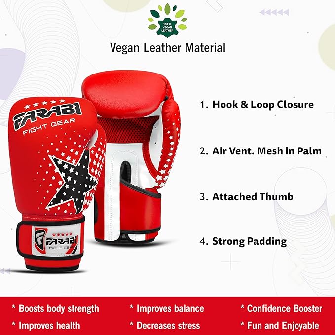 Farai Kids Boxing Gloves 6-oz Kickboxing Muay Thai Training MMA Sparring Gloves, Best Gloves for Training on Punching Bag, Focus Pads Practice