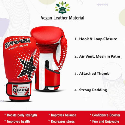 Farai Kids Boxing Gloves 6-oz Kickboxing Muay Thai Training MMA Sparring Gloves, Best Gloves for Training on Punching Bag, Focus Pads Practice