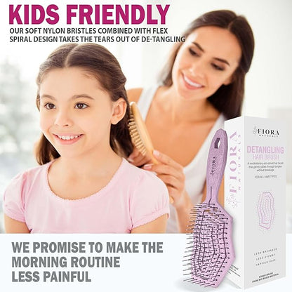 Fiora Naturals Hair Detangling Brush -100% Bio-Friendly Hair Detangler Brush w/Ultra-soft Bristles- Glide Through Tangles with Ease - For Curly, Fine, Women, Men, Kids, Toddlers, Wet and Dry Hair