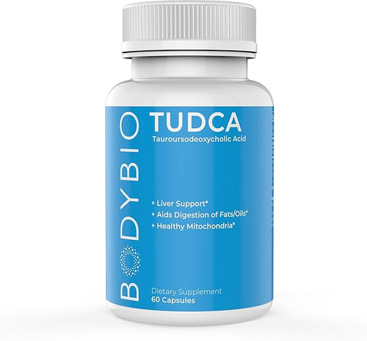 BodyBio Tudca for Liver Health | Liver Support for Detox and Cleanse | Pure Tauroursodeoxy cholic Acid | Cognitive and Digestive Health | 60 Capsules