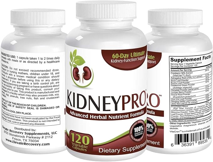 Kidney-Pro: with 21 Kidney Health Supplements in 1 Formula (Total Kidney Support),120 capsules.