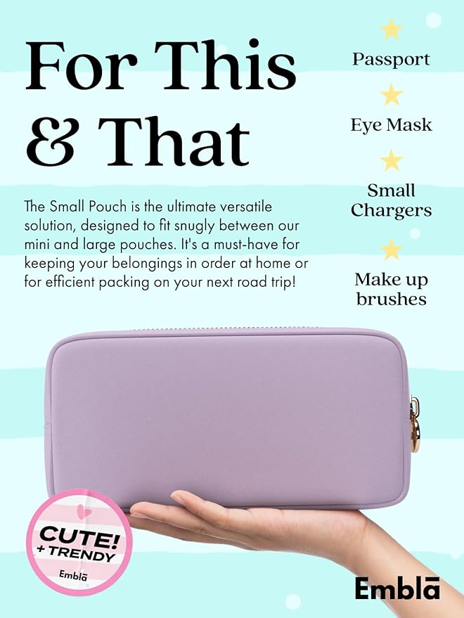 Embla Makeup Bag Travel Cosmetics Pouch and Toiletry Bag, Nylon Zipper Pouch Purse, Cute Make Up Organizer Storage Tote for Women Girls, Waterproof Travel Skincare Case, Small Makeup Bags,Orchid