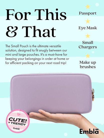 Embla Makeup Bag Travel Cosmetics Pouch and Toiletry Bag, Nylon Zipper Pouch Purse, Cute Make Up Organizer Storage Tote for Women Girls, Waterproof Travel Skincare Case, Small Makeup Bags,Orchid