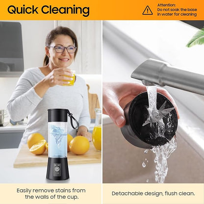 Personal Blender for Shakes and Smoothies - 2025 New Upgrade Cordless Portable Blender USB-C Rechargeable, 380Ml BAP Free Juice Cup, 6 Blades Freshly Squeezed for Picnic/Sprots, 20000Rpm/Min Speed
