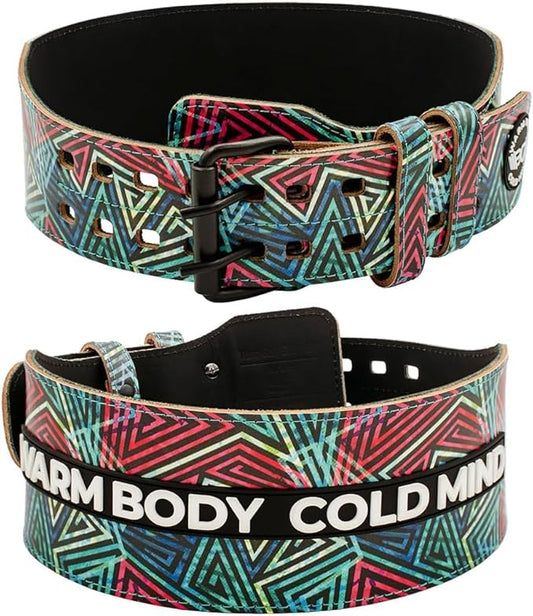 WARM BODY COLD MIND Leather Weight Lifting Belt 4" Adjustable