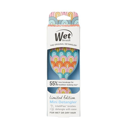 Wet Brush Mini Detangler Hair Brush, Rainbow (Sun Days), Detangling Travel Hairbrush, Ultra-Soft IntelliFlex Bristles Glide Through Tangles with Ease, Pain-Free, All Hair Types, Limited Edition