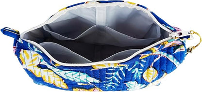 Rastogi Handicrafts Cosmetic Bags Set, 3 Piece Make Up Organizer Bag Storage Bags With Zipper Closure (3, Blue, Design-1)