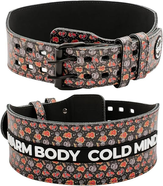 WARM BODY COLD MIND Leather Weight Lifting Belt 4" Adjustable