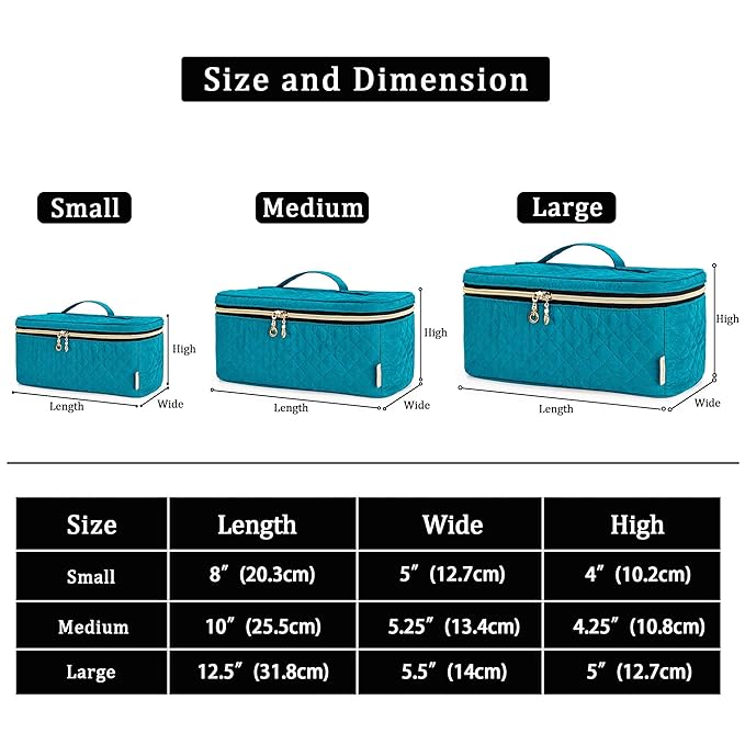 Teamoy Travel Makeup Brush Case, Professional Cosmetic Artist Organizer Case with Handle for Makeup Brushes(up to 7-inch) and Essentials, Small, Teal(BAG ONLY)