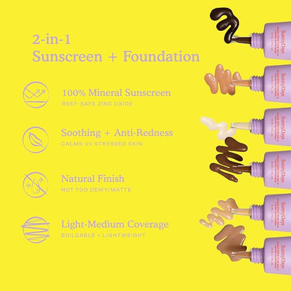 Tower 28 Beauty SunnyDays SPF 30 Tinted Mineral Sunscreen - For Sensitive Skin - 2-in-1 Facial Broad Spectrum UVA/UVB Protection + Foundation - Shade 05 FAIRFAX - Fair with Pink Undertones, 1 Fl Oz