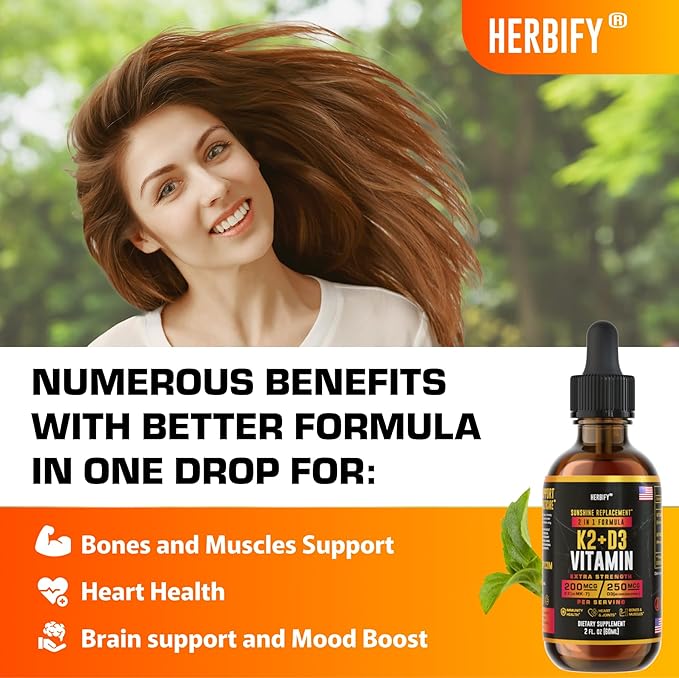Vitamin D3 K2 Drops – Liquid Vitamins for Women, Men & Teen Vitamins - Bone Strength Supplements - D3 K2 Mt Vitamins for Immune Support & Heart Health - Vitamin D3 10000 Iu Liquid K2 Drops – 2 oz