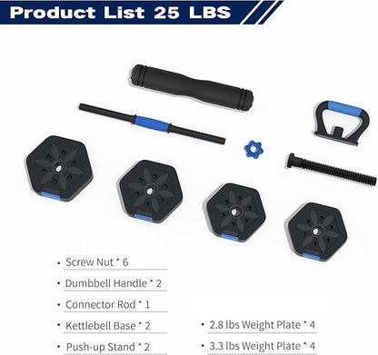 VIVITORY Dumbbell Sets Adjustable Weights, Free Weights with Connector, Non-Rolling Adjustable Dumbbell Set, Barbell for Home Gym, Hexagon, Cement Mixture