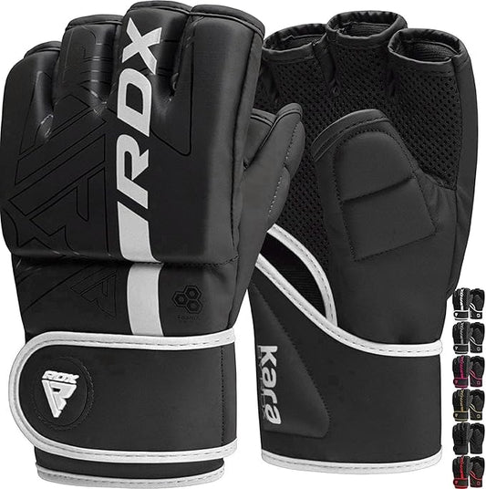 RDX MMA Gloves Grappling Sparring, Pre-Curved Mixed Martial Arts Mitts Men Women Boxing Gloves, Maya Hide Leather Kara Cage Fighting Workout, Combat Sports Training, Muay Thai, Punching Bag Kickboxing